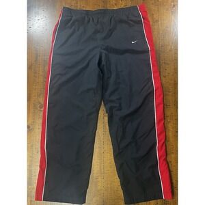 Vintage Nike Track Pants Mens L Black/Red Colorblock Nylon Windbreaker Y2K READ
